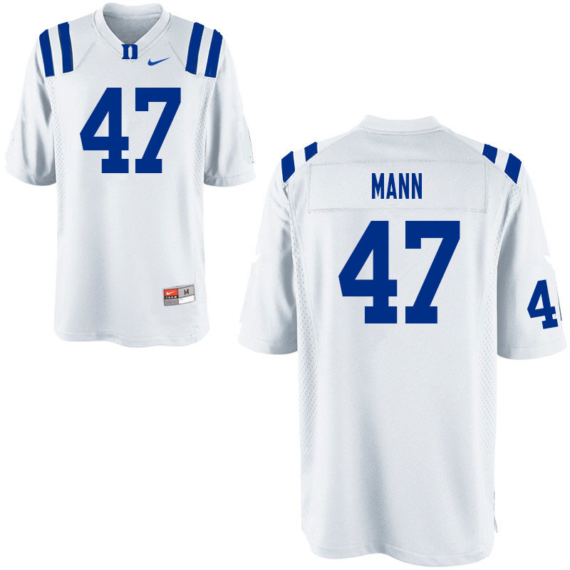 Men #47 Steve Mann Duke Blue Devils College Football Jerseys Sale-White